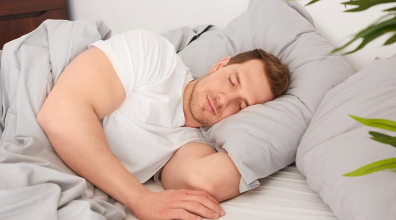 Man Sleeping Comfortable Bed