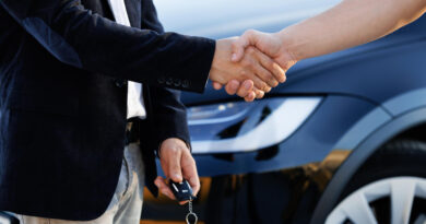 Dealer Giving Key New Owner Auto Show Salon Male Hand Gives Car Keys Male Hand