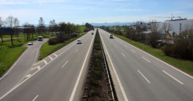 Straight Autobahn Going Mountains Sunny Day