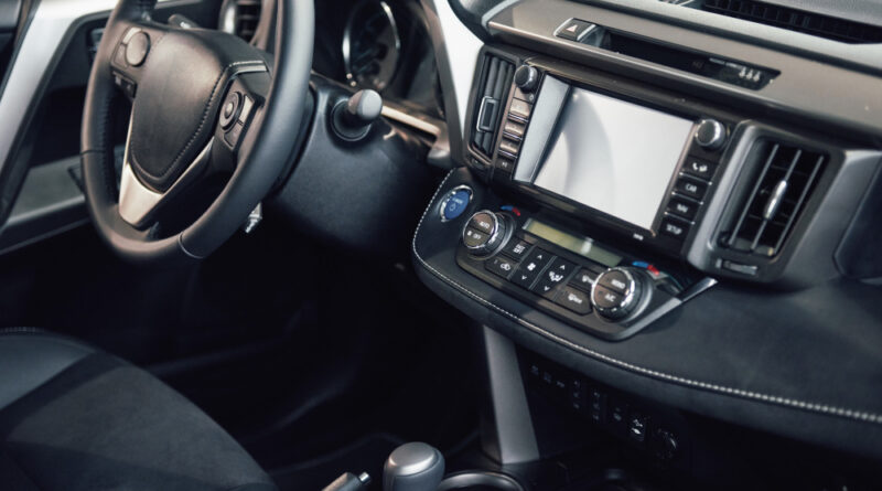 Luxury Car Interior Steering Wheel Shift Lever Dashboard Computer