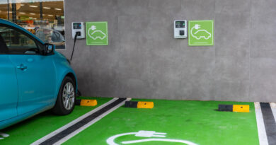 Electric Car Green Color Parking Parking Charging Vehicles Improve Environment Without Gasoline