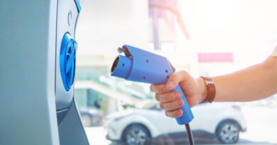 Man Charge His Electric Car City Charging Station