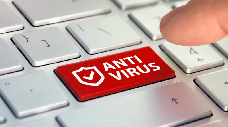 Cyber Crime Inscription Keyboard Antivirus Finger Presses Key Laptop Concept Success Online