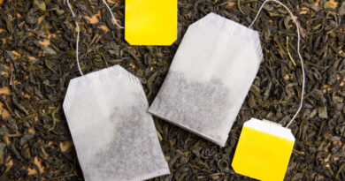 Background With Dried Black Tea Tea Bags