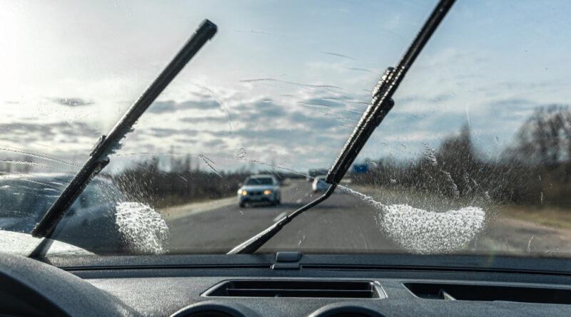 Car Wipers Clean Windshields When Driving Sunny Weather