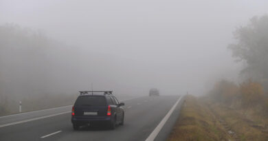 Car Road Fog Autumn Landscape Dangerous Road Traffic Winter Season