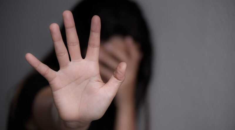 Woman Hand Sign Stop Abusing Violence Human Rights Day Concept