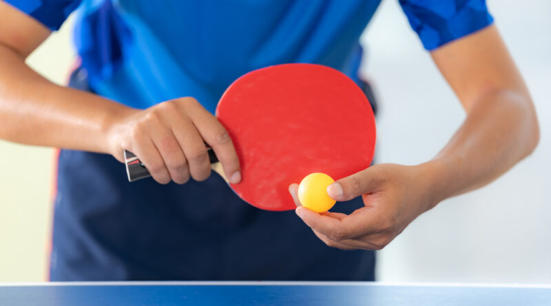 Male Playing Table Tennis With Racket Ball Sport Hall