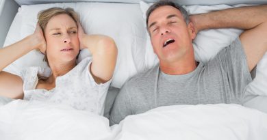 Annoyed Wife Blocking Her Ears From Noise Husband Snoring