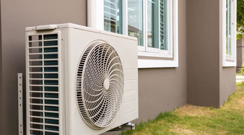 Air Conditioner Compressor Outdoor Unit Installed Outside House