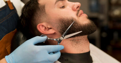 Young Man Getting His Beard Styled Barber