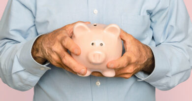 Senior Man Holding Piggy Bank Financial Savings Campaign