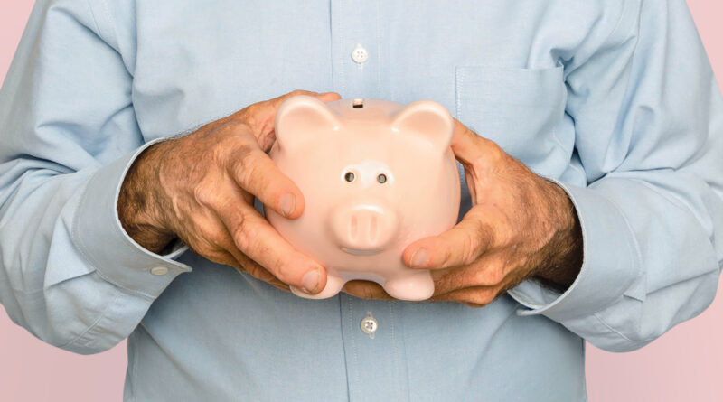 Senior Man Holding Piggy Bank Financial Savings Campaign