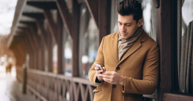 Business Man Coat Talking Phone Outside