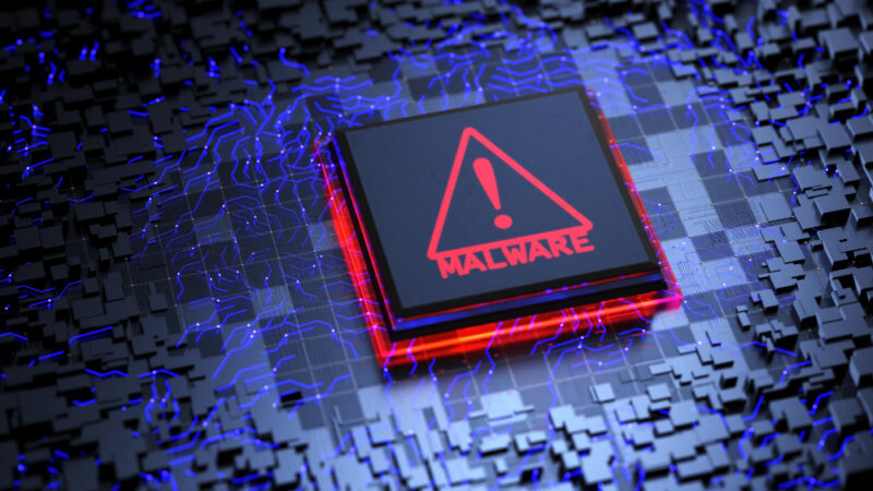 Microprocessor With Virus Program Icons Virus Attack Computer Systems Malware Concept 3d Render