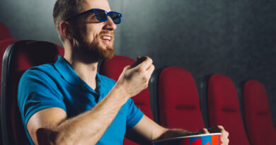 Man Watching Interesting Movie Cinema