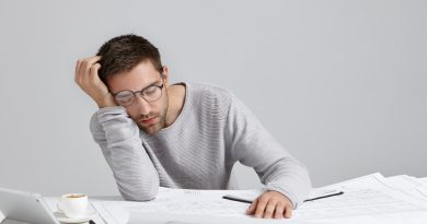 Tired Young Attractive Man Sleeps Work Place Has Much Work Being Fatigue Exhausted