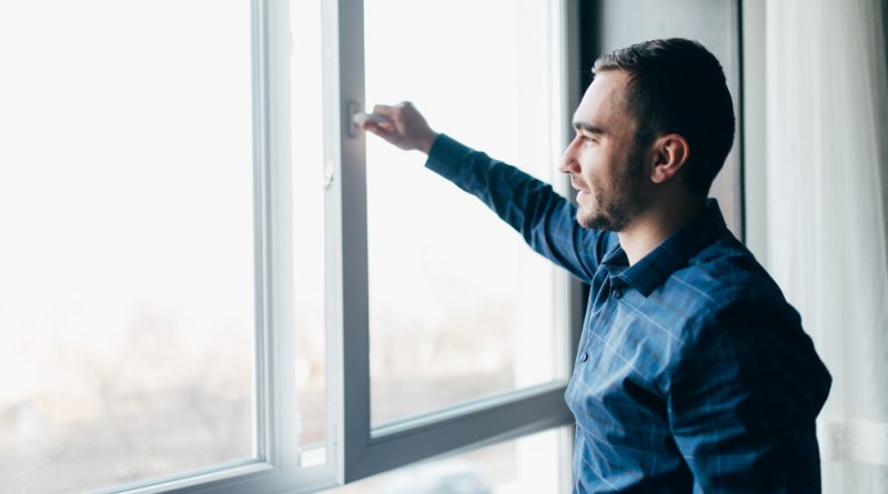 Handsome Man Is Opening Window Home Refresh Room