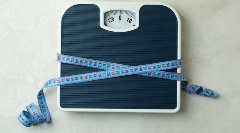 Scales with measuring tape white textured