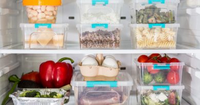 Open Fridge With Plastic Food Containers Vegetables