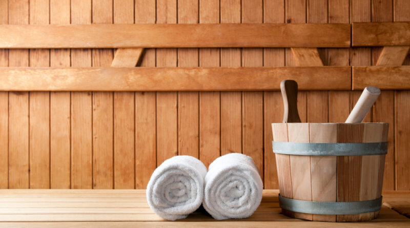 Detail Bucket White Towels Sauna