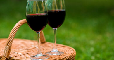 Close Up Wine Glasses Picnic Basket