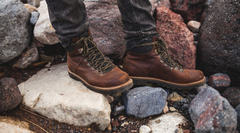 Young Hipster Man Hiking Wild Nature Winter Vacation