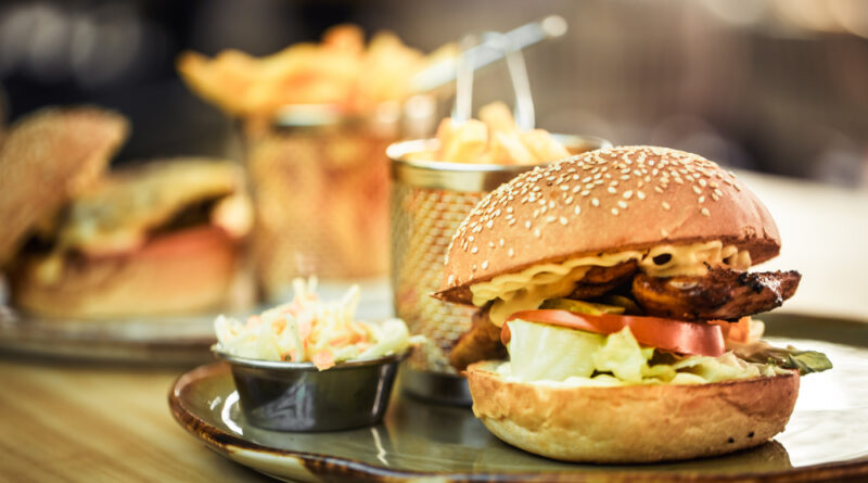 Fast Food French Fries With Sandwich Cafe