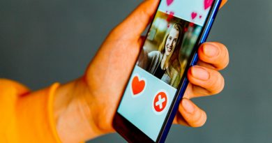 Online Dating App Smartphone Man Looking Photo Beautiful Woman